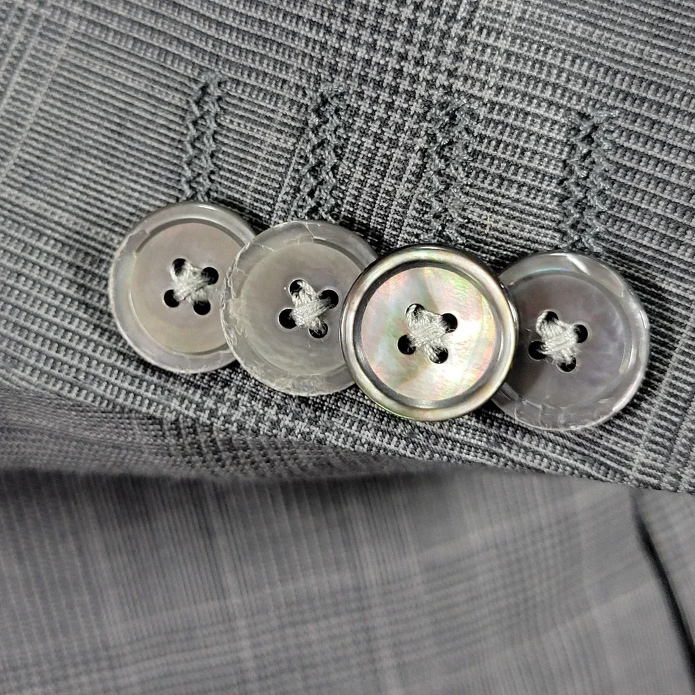 Hugo‎ Boss Men's Sport Coat Blazer Two Button Gray Glen Plaid Wool Size 42L
